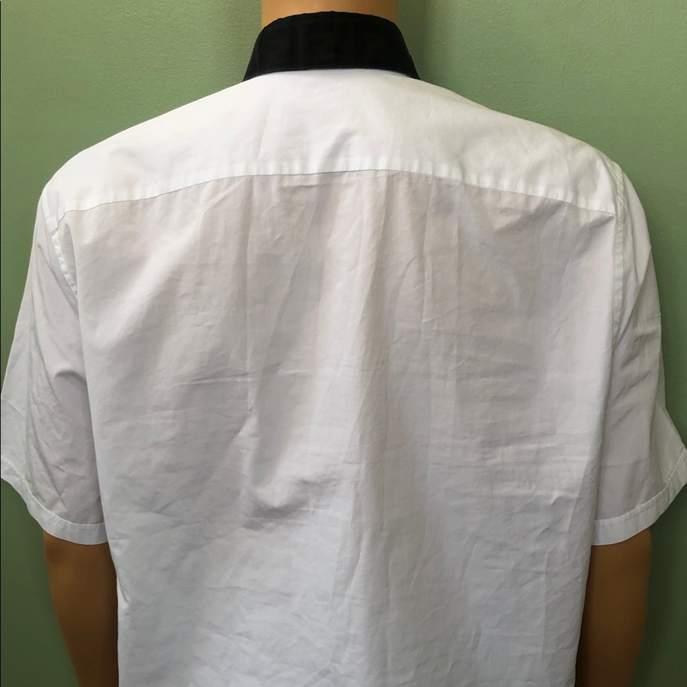 Fendi Roma Authentic Mens White Cotton Short Sleeve Collared Dress Shirt Size 41 - Picture 5 of 14